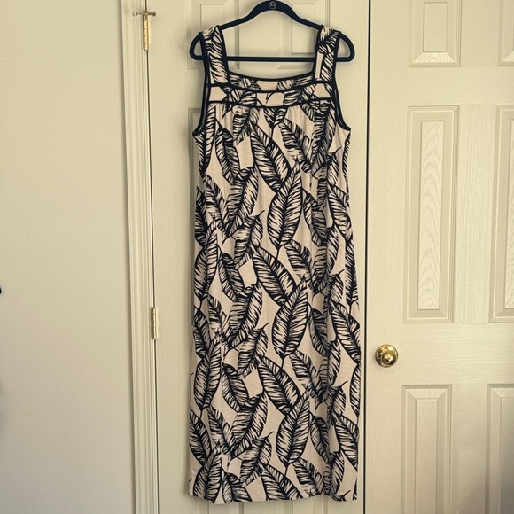 J.Jill Black and Oatmeal Piped-Trim Knit Maxi Dress - Size XL - NWT - Picture 2 of 8